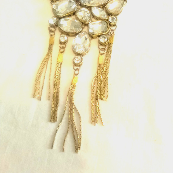 Iris Apfel & Bajalia Clear Rhinestone Gold Toned Statement Necklace - Picture 7 of 15